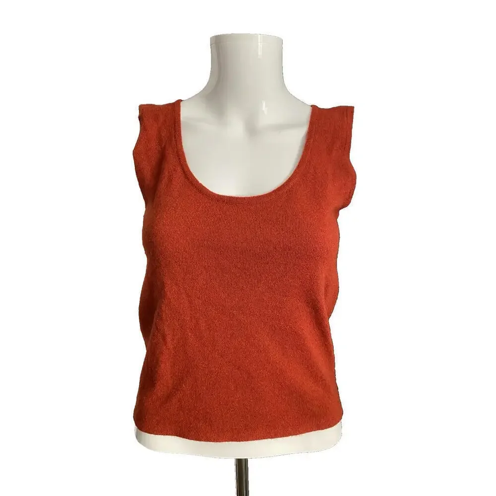 03A Chanel Fall 2003 Vintage Burnt Orange Cashmere Top Tank Knit Shirt  FR-40/42